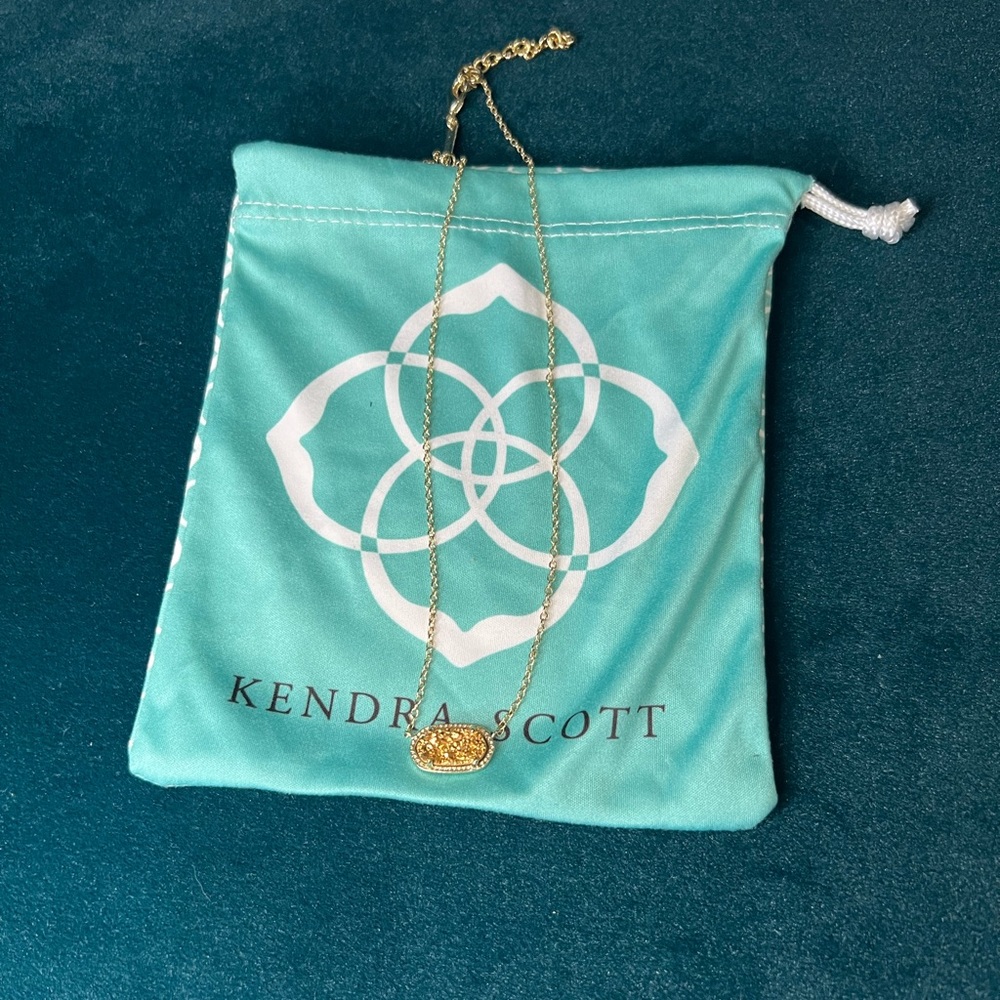 Kendra Scott Elisa Gold Pendant Necklace 15”-17” Gold Drusy